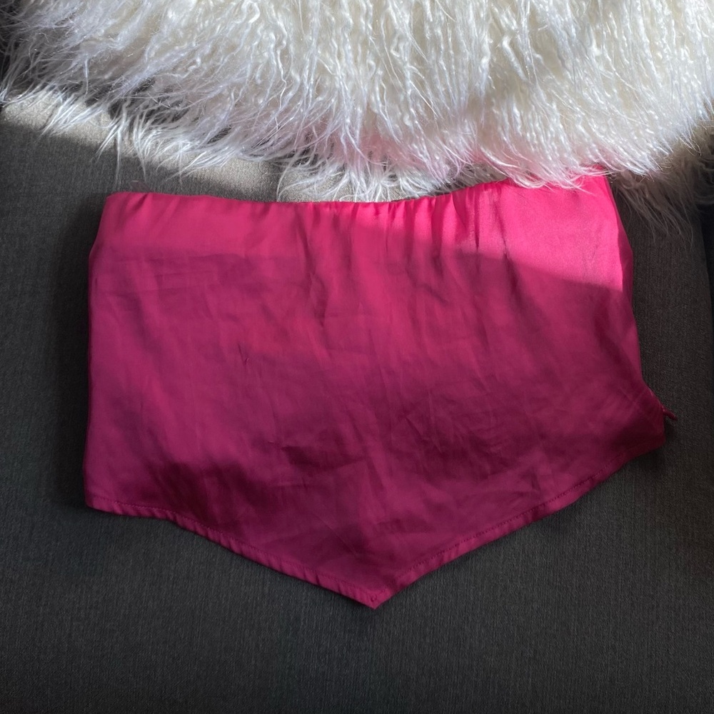 Strapless pink top with tie in back, size small